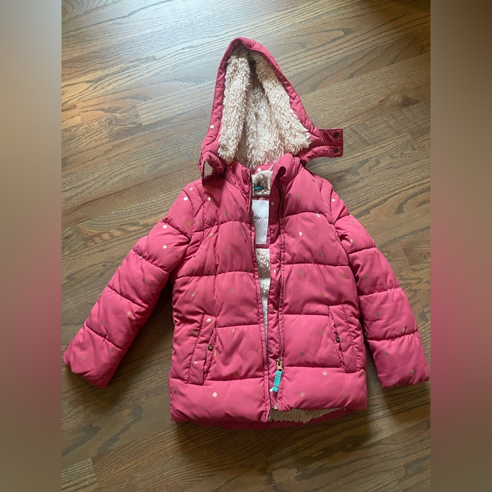 Mini Biden Puffer Jacket - Pink with gold dots